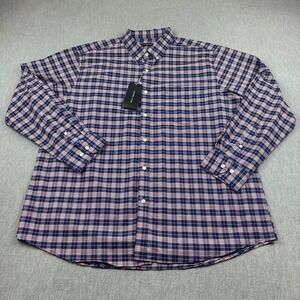 Double Pump Shirt Mens 2XL Blue Red Plaid Button Down Regular Fit Classic NWT